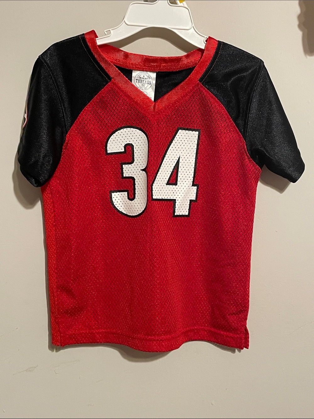 Kids Red & Black Sports Jersey Top - Number 34 GA Bulldogs 3T